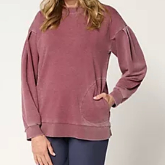 LOGO by Lori Goldstein Tops - Logo Lori Goldstein Washed Mauve Pullover Sweatshirt XS